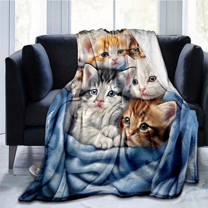 FluffyCat – Myke flanelltepper med kattetrykk Skanto