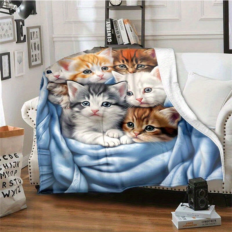 FluffyCat – Myke flanelltepper med kattetrykk Skanto
