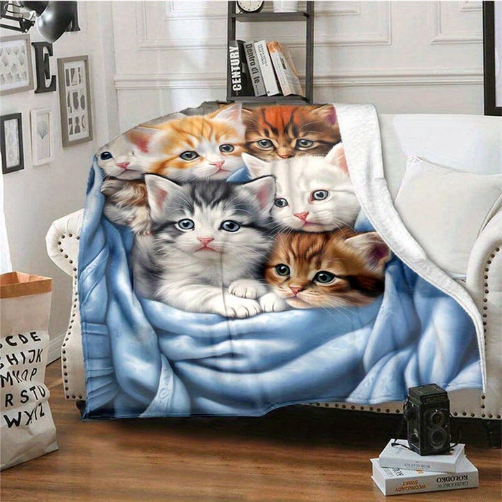 FluffyCat – Myke flanelltepper med kattetrykk Skanto