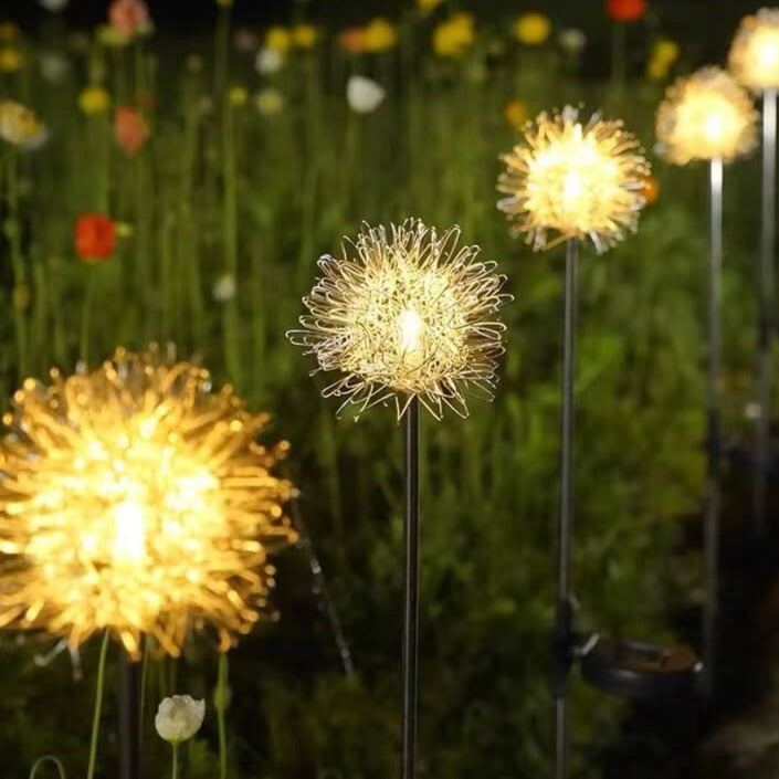 Solar Dandelion Aluminiumtråd Globe Lys LED Utendørs Vanntett Luminøs Hageinnsetting Bakkelys Landskapslys | Skanto