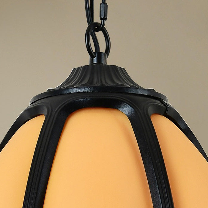 Tradisjonell kinesisk vanntett aluminium PC dolomitt elliptisk gresskar 1-lampe pendellampe for utendørs terrasse | Skanto