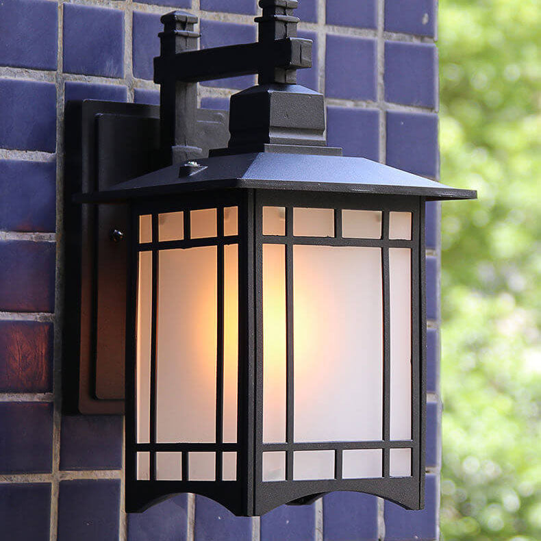 Moderne vanntette solcelle aluminiums kinesisk paviljong form 1-ledd vegglampe | Skanto