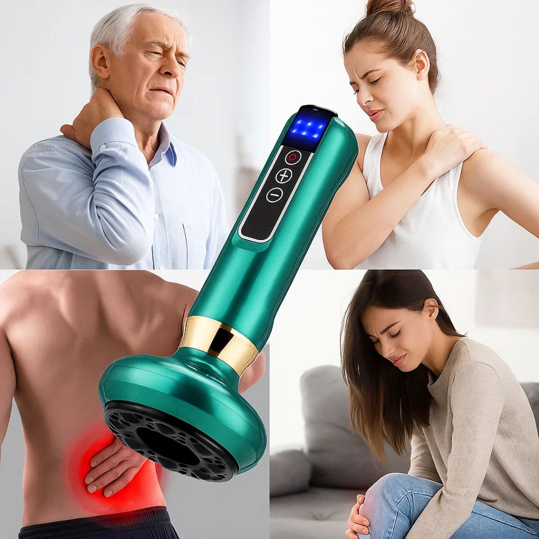 TheraPulse | Elektrisk cuppingmassasje – Vakuum Gua Sha, varmebehandling og justerbart sug for smertelindring og lymfatisk drenering Skanto
