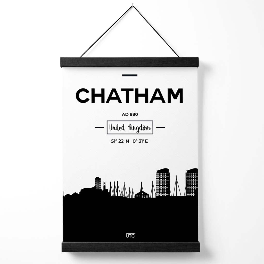 Chatham – Svart-hvitt bybildeplakat med oppheng