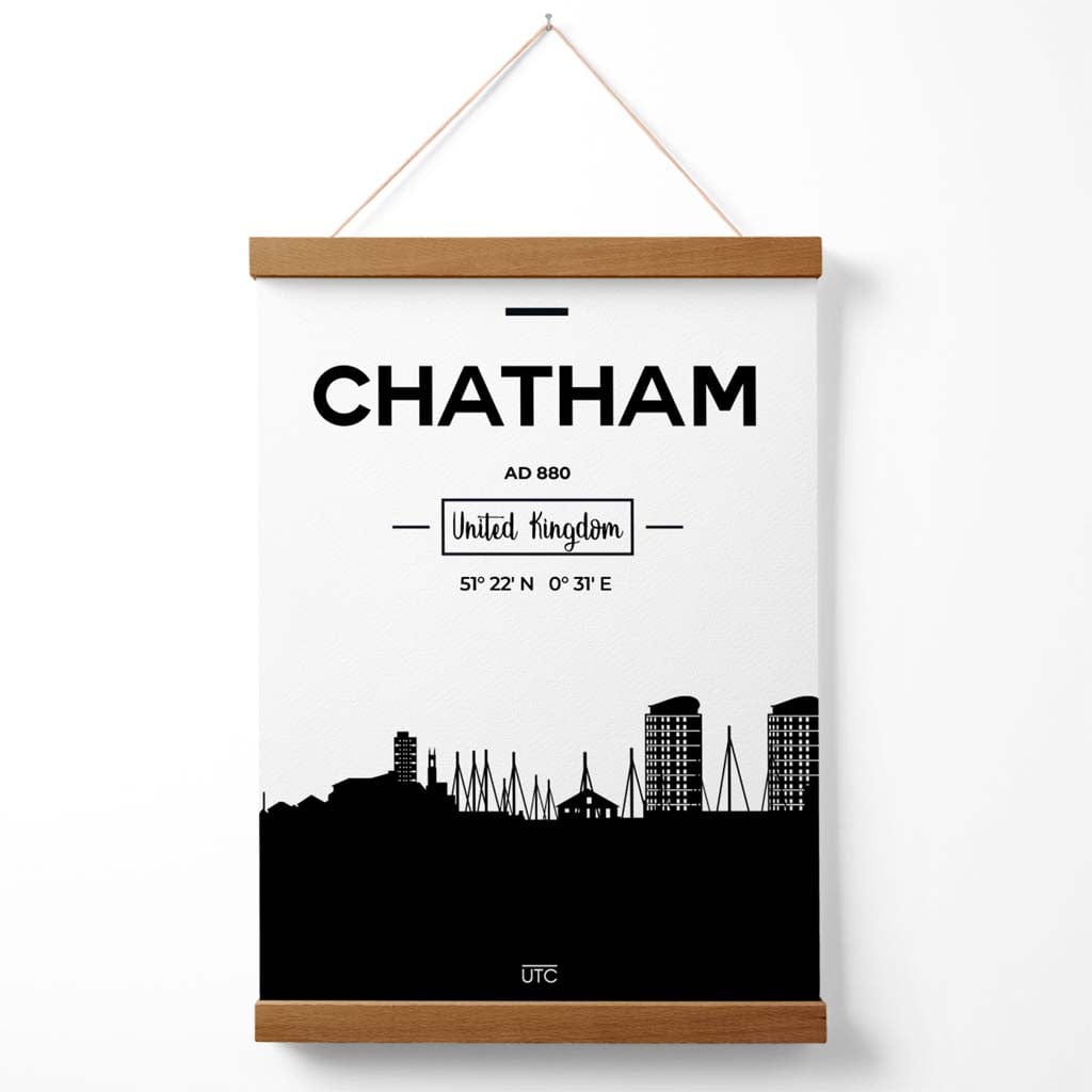 Chatham – Svart-hvitt bybildeplakat med oppheng