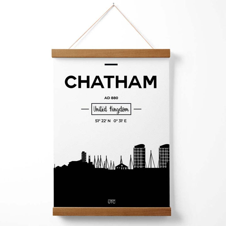 Chatham – Svart-hvitt bybildeplakat med oppheng