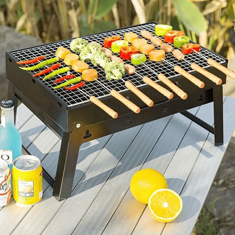Skanto | 10 stk Premium rustfritt stål BBQ spyd med trehåndtak – Multifunksjonelle, holdbare grillpinner for matlaging utendørs – Perfekt for sommerfester og familietreff
