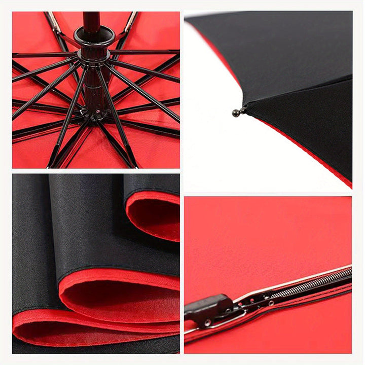 Skanto | Vindtetts reiseregns umbrellas - Robust 10-ribs ramme, Automatisk, Ekstra stort sammenleggbart design med UV-beskyttelse, Dobbelt bruk for solfylt og regnfullt vær