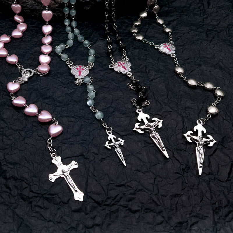 Skanto | Hjerteformet Kattøye Stein Rosary Smykke - Elara