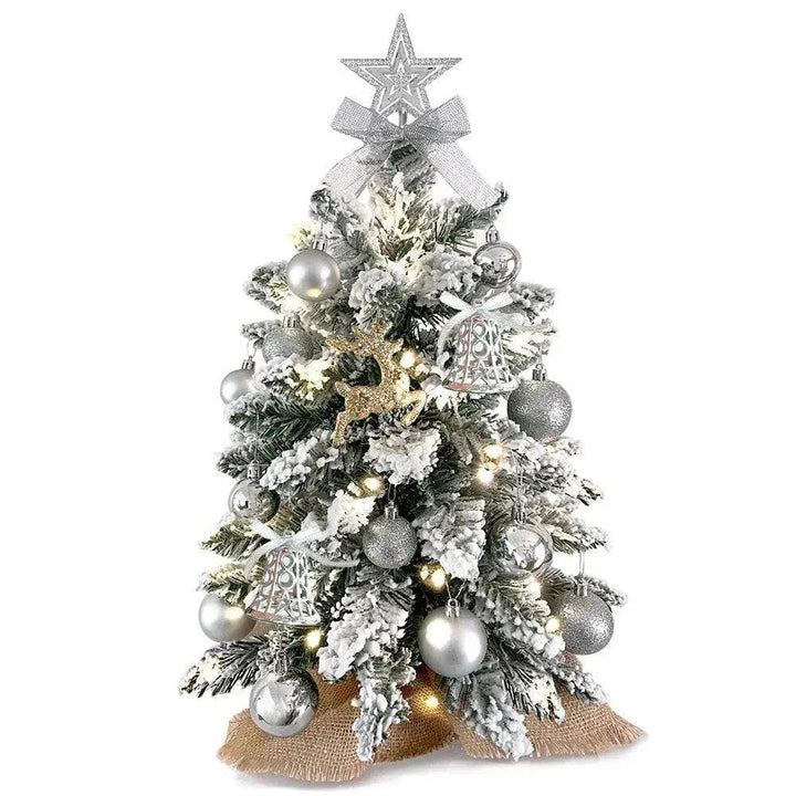 Skanto | 2ft Mini Juletræpynt med Flocked Snøfnugg, Julepynt for Bordplaten for Hjem & Kontor
