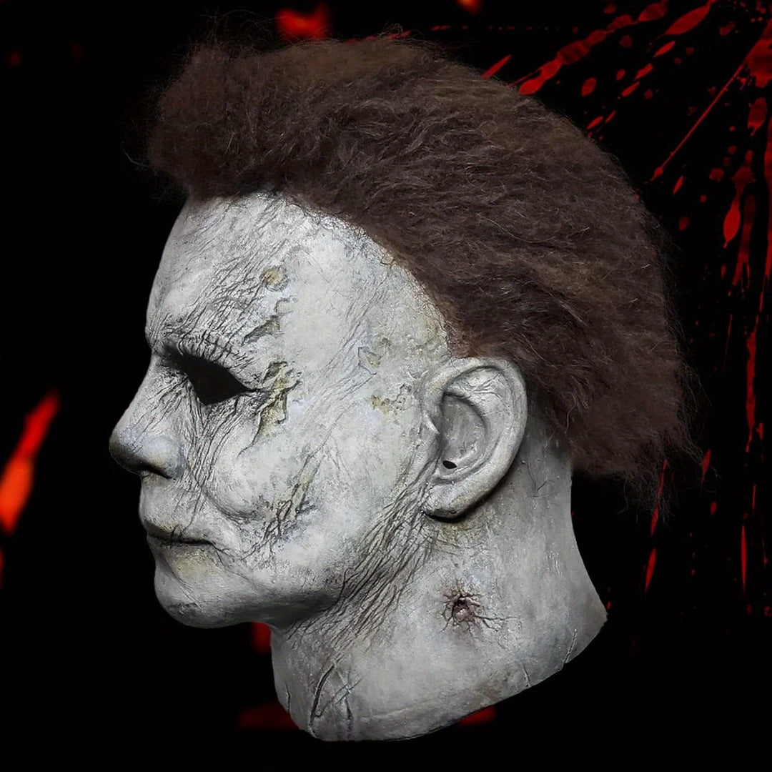 Skanto | Men’s Realistiske Skumle Halloween Maske Sett | Horrorspråktekniv