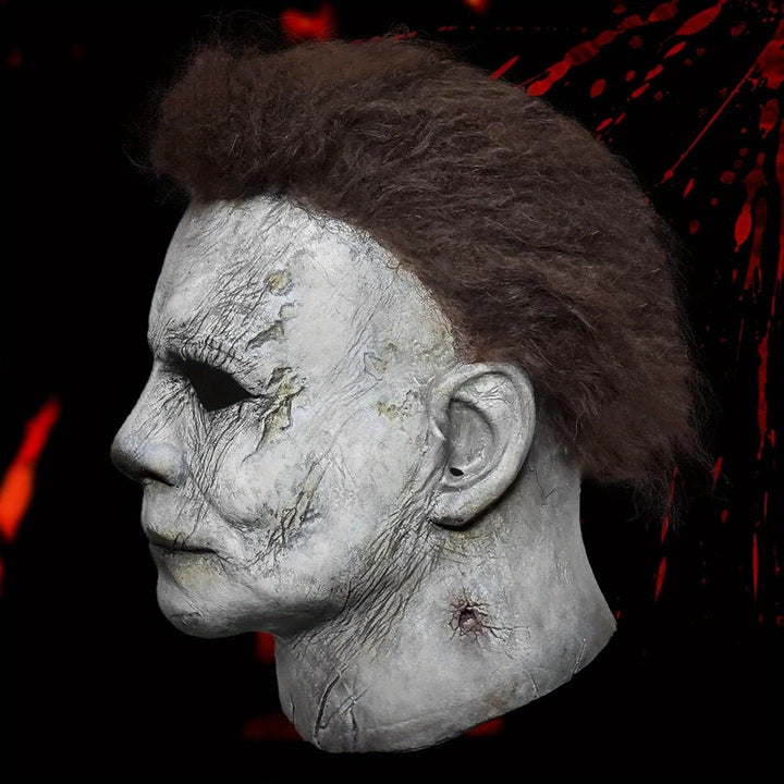 Skanto | Men’s Realistiske Skumle Halloween Maske Sett | Horrorspråktekniv
