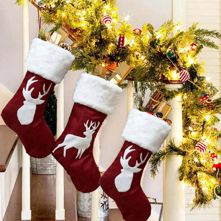 Skanto | Julestrømper Gavepose Rød Hamp Elg Broderi Julestrømper Gaveanheng