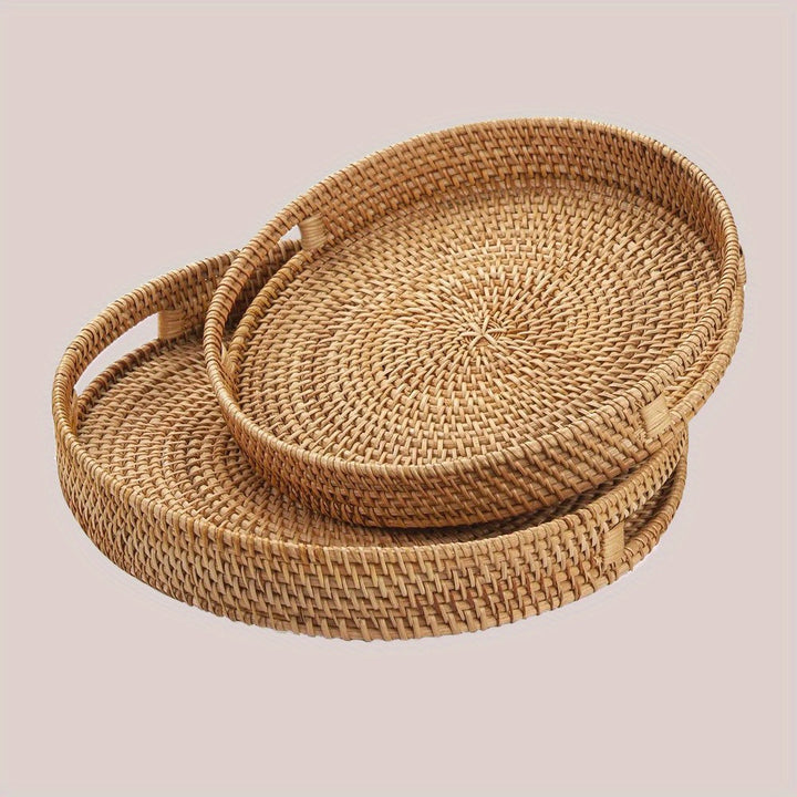 RattanServe - Elegant Håndlaget Fat av Naturlig Rattan Skanto