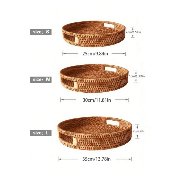 RattanServe - Elegant Håndlaget Fat av Naturlig Rattan Skanto