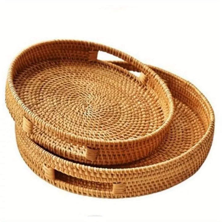 RattanServe - Elegant Håndlaget Fat av Naturlig Rattan Skanto