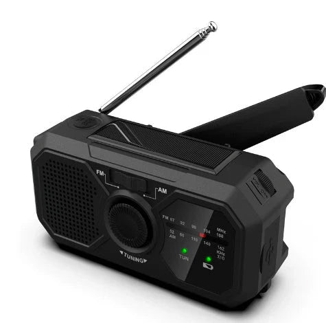 Skanto | Bærbar nødradio med solcellepanel og håndsving – FM/AM-mottak og powerbank-funksjon