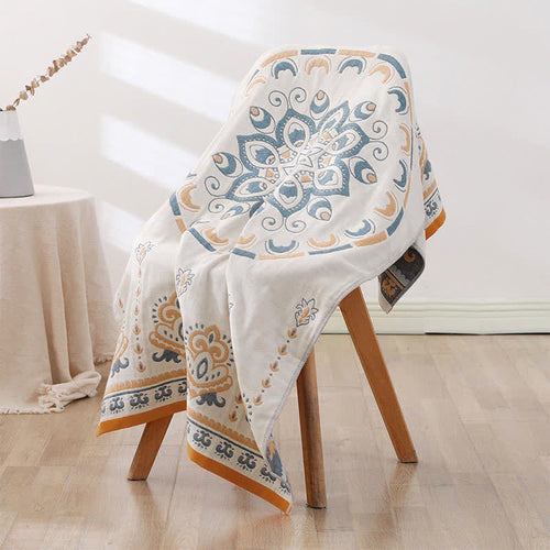 Blomstertrykk Jacquard Bomull Håndkle 70x140cm | Skanto
