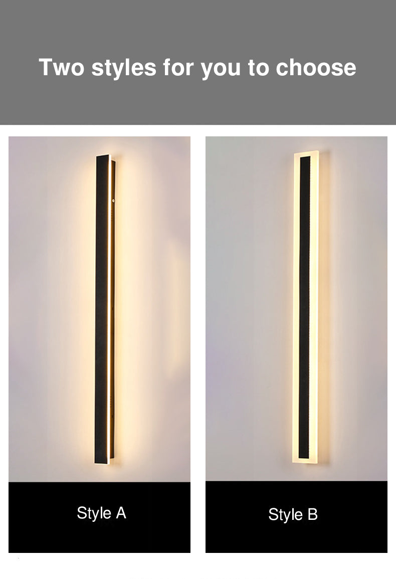 Moderne minimalistisk lang rektangulær aluminium akryl LED vegglampe for hage | Skanto