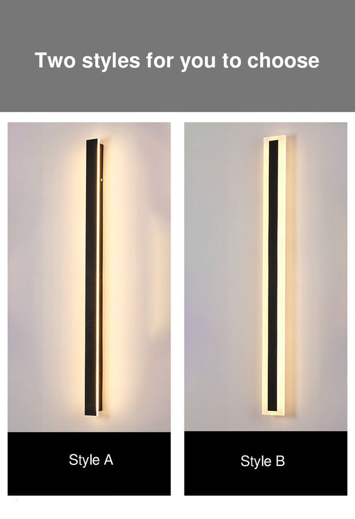 Moderne minimalistisk lang rektangulær aluminium akryl LED vegglampe for hage | Skanto