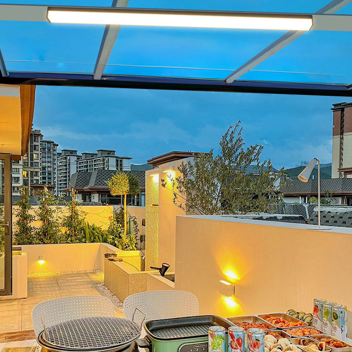 Moderne Minimalistisk Lang Rektangulær Aluminium PC LED Takmontert Lys For Utendørs Patio | Skanto