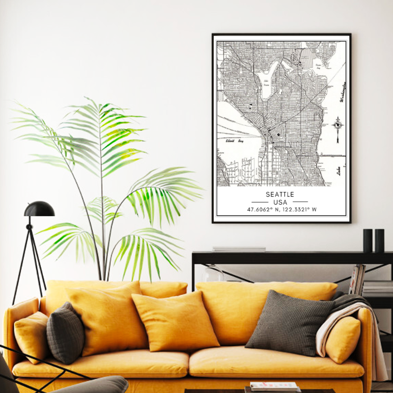 Bykart over Seattle – Lerretbilde