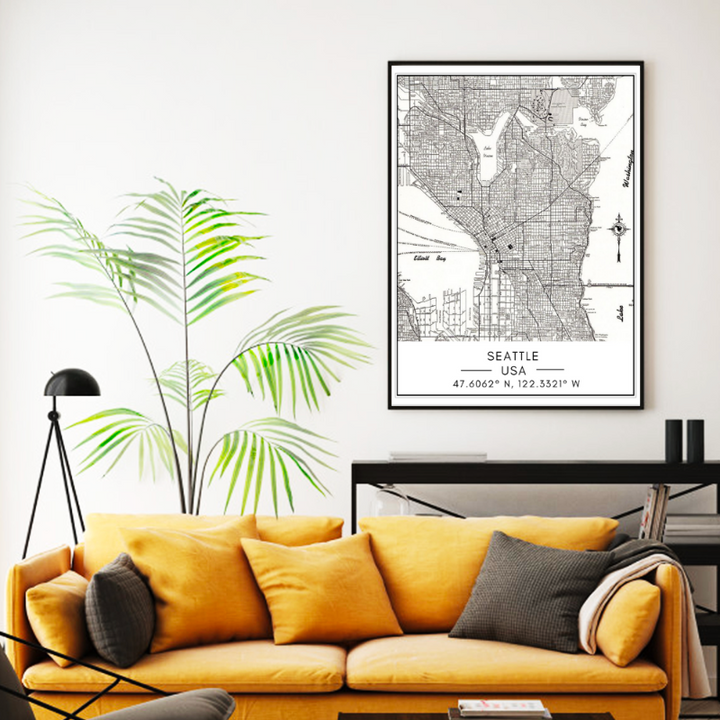 Bykart over Seattle – Lerretbilde