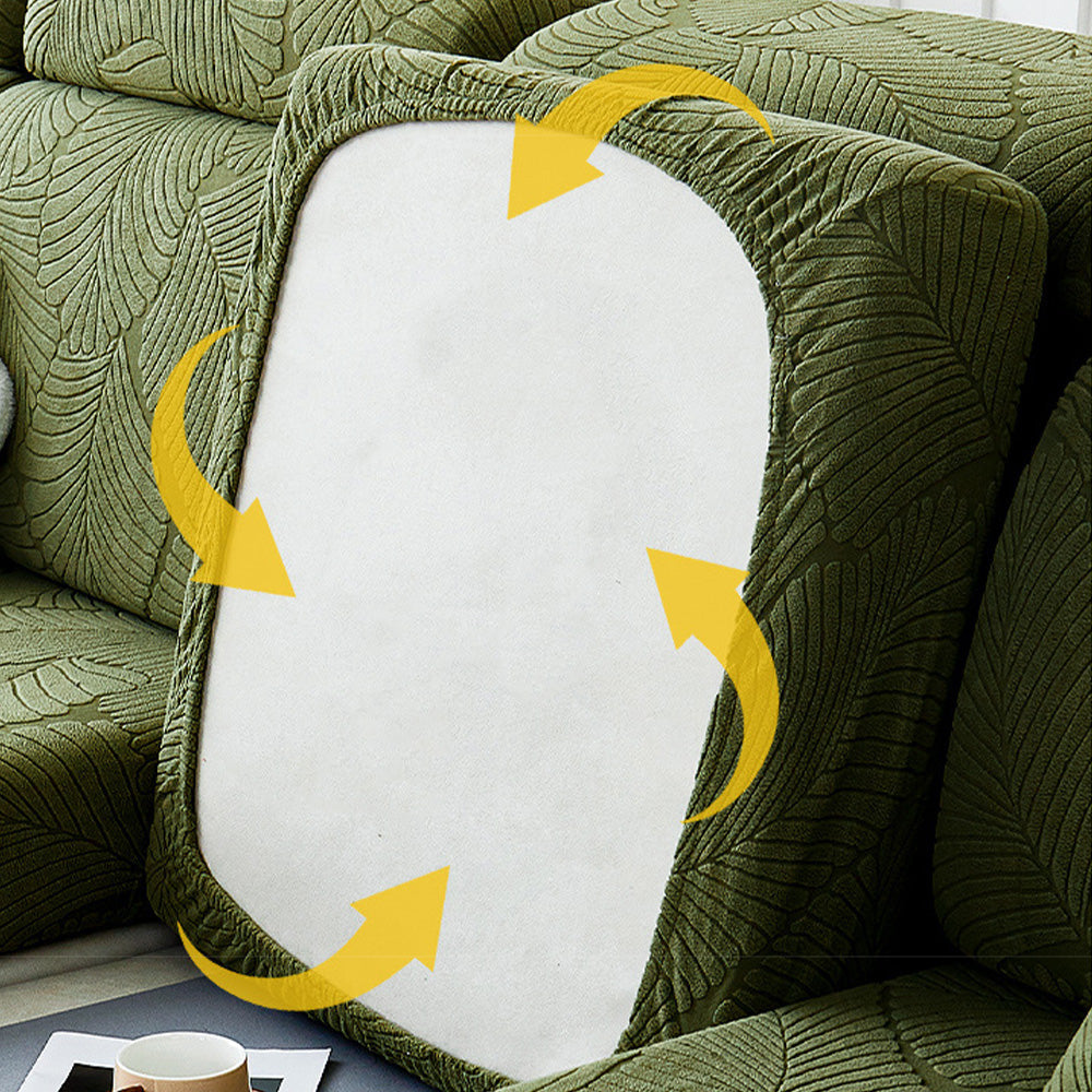 Skanto | Moderne Blader Jacquard Vanntett Anti-Ripe Stretch Full Dekke Sofa Dekke