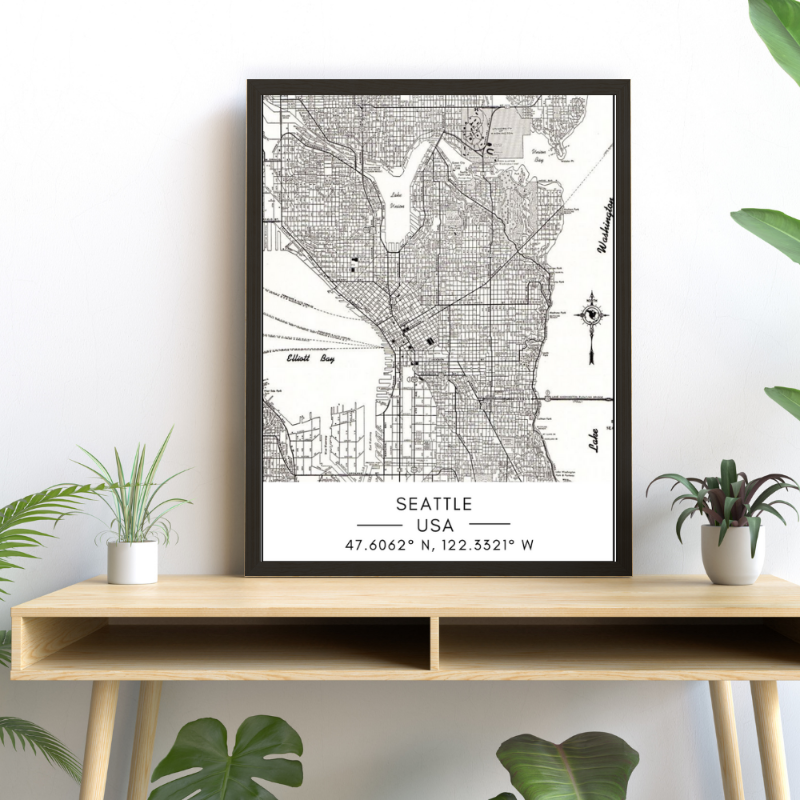Bykart over Seattle – Lerretbilde