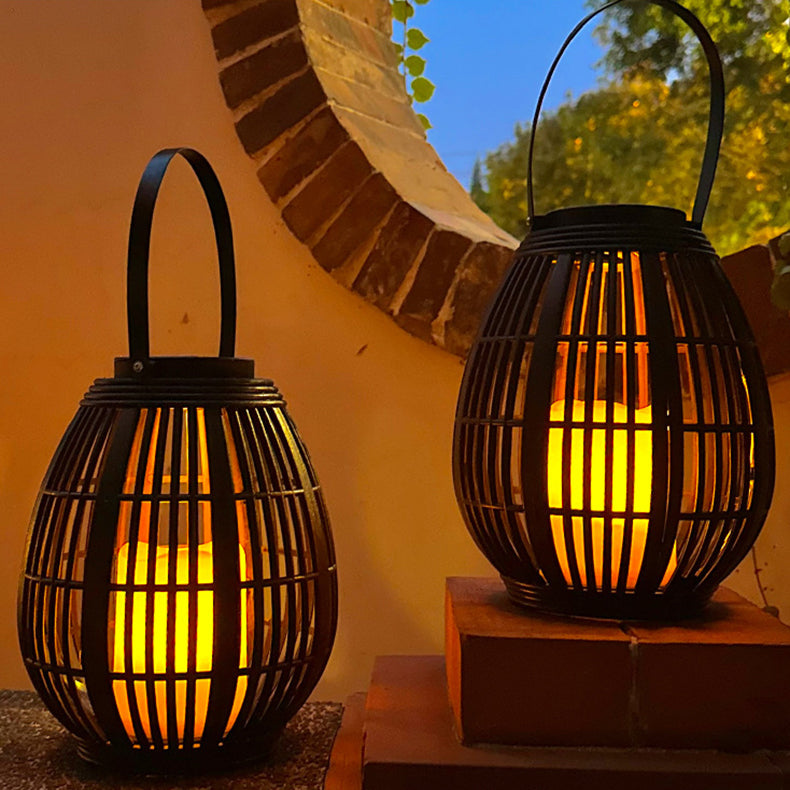 Moderne Art Deco Solrund Lantern Rattan LED Utendørs Landskapslys For Hage | Skanto