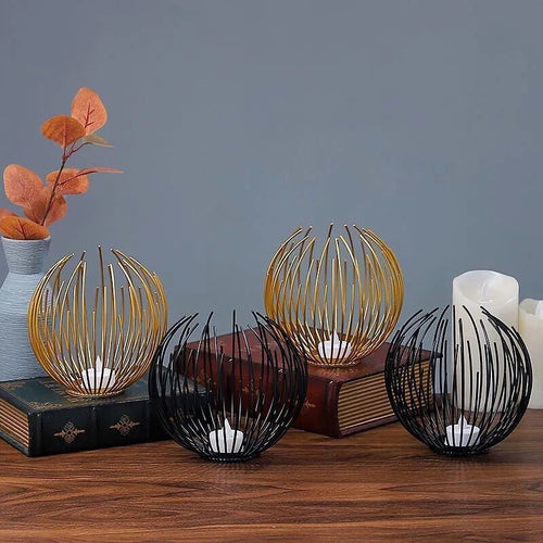 OrbGlo - Metallisk Eleganse - Ball Tealight Holder - Chic Atmosfære | Skanto