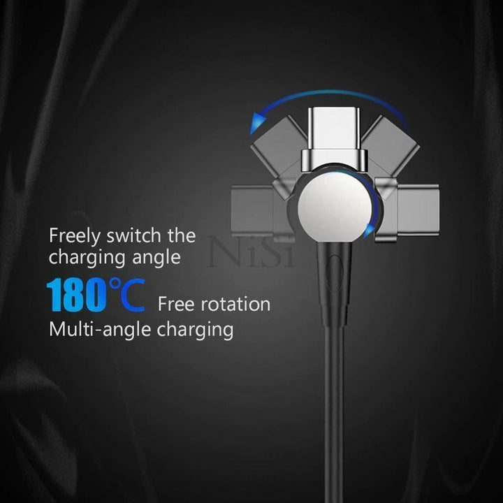 Skanto | Magnetisk kabel 180° roterende ladekabel for Android og IOS hurtiglading dataoverføring
