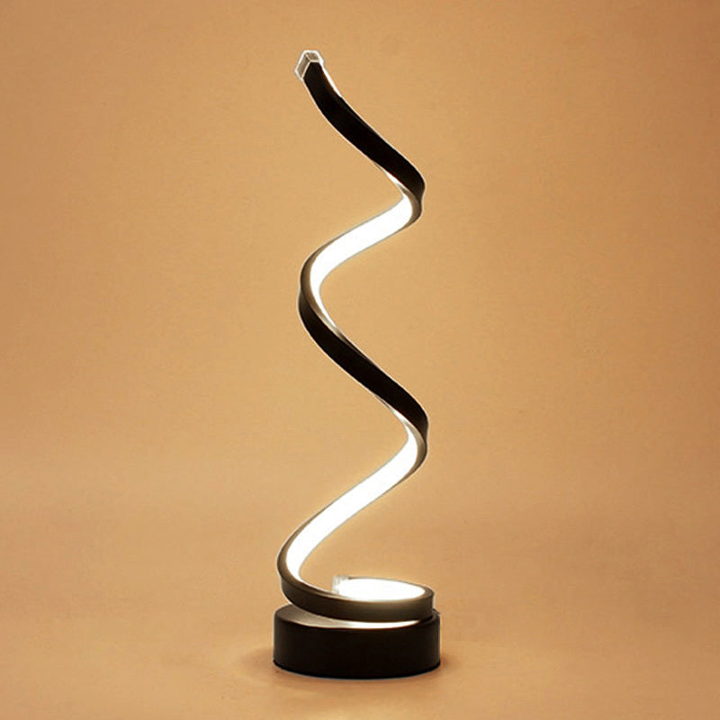 Skanto | Spiral Bånd Metall Bordlampe Enkelhet Svart/Hvit/Gull LED Arbeidsbelysning med Rund Bunn i Varm/Hvit Lys