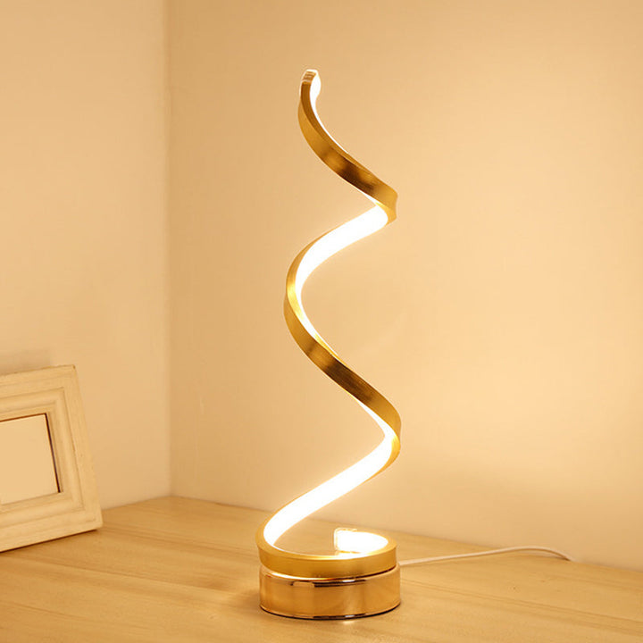Skanto | Spiral Bånd Metall Bordlampe Enkelhet Svart/Hvit/Gull LED Arbeidsbelysning med Rund Bunn i Varm/Hvit Lys