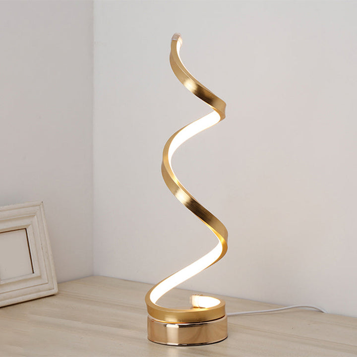 Skanto | Spiral Bånd Metall Bordlampe Enkelhet Svart/Hvit/Gull LED Arbeidsbelysning med Rund Bunn i Varm/Hvit Lys
