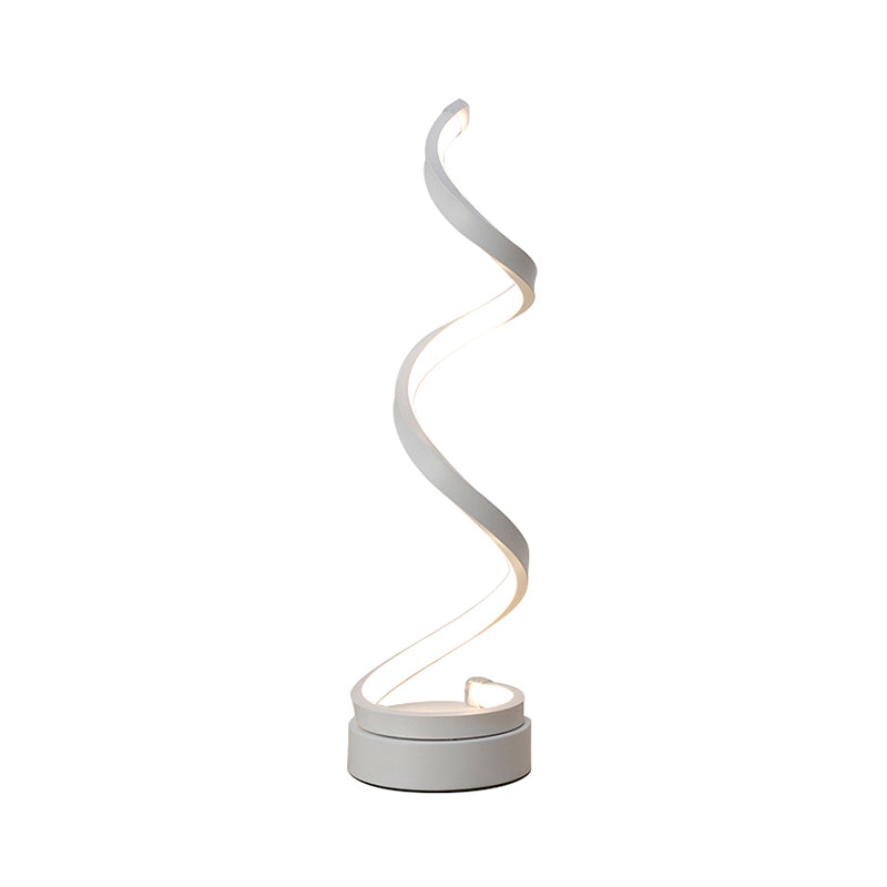 Skanto | Spiral Bånd Metall Bordlampe Enkelhet Svart/Hvit/Gull LED Arbeidsbelysning med Rund Bunn i Varm/Hvit Lys