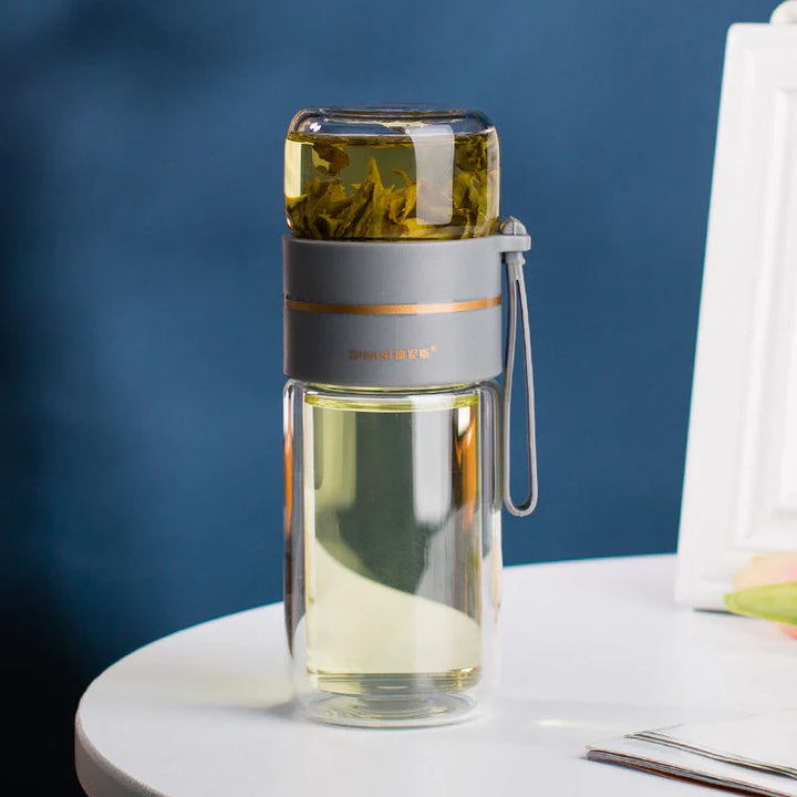 Skanto | Dobbelveggs glassflaske med tefilter og infusor