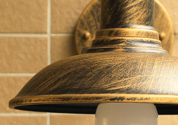 Retro Loft Dome Jern Utendørs Vanntett Vegglampe med 1 Lyskilde og Buet Arm