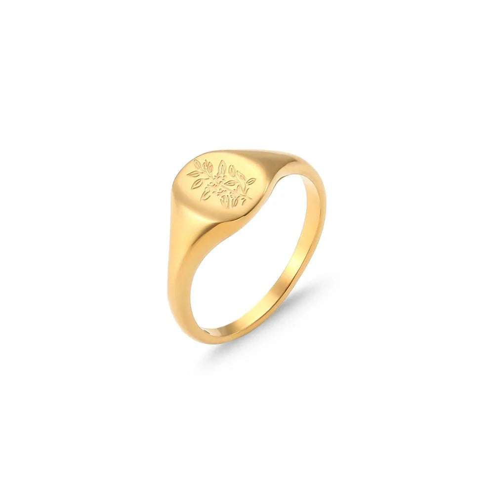 Skanto | 18k Dainty Floral Signetringer
