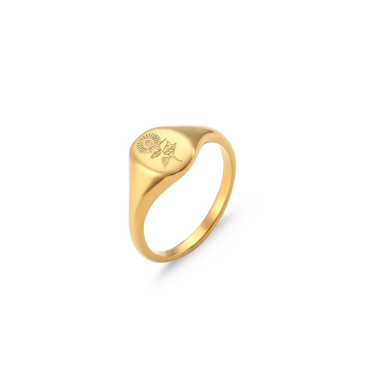Skanto | 18k Dainty Floral Signetringer