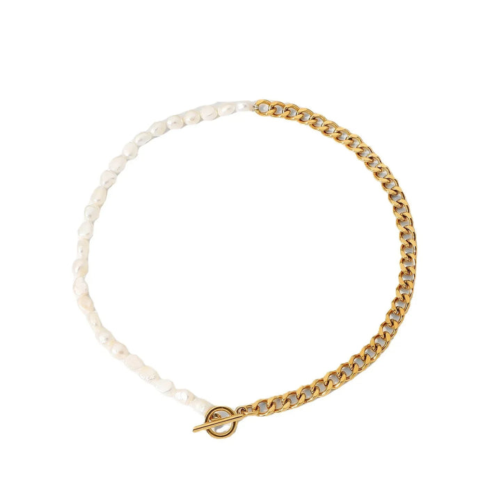 Skanto | 18k Gull Klassisk Moderne Cuban Pearl Choker Smykke