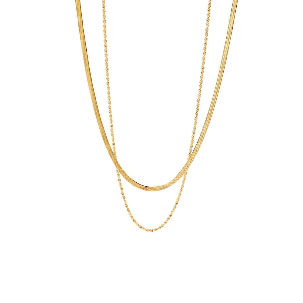 Skanto | 18k Lagd Herringbone & Seilkjede Halskjede