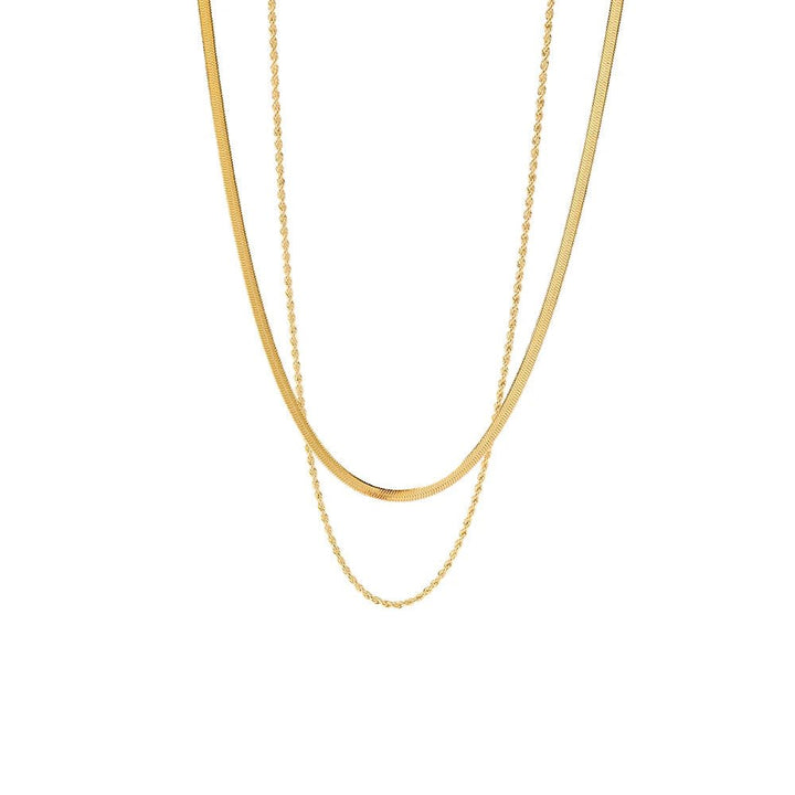 Skanto | 18k Lagd Herringbone & Seilkjede Halskjede