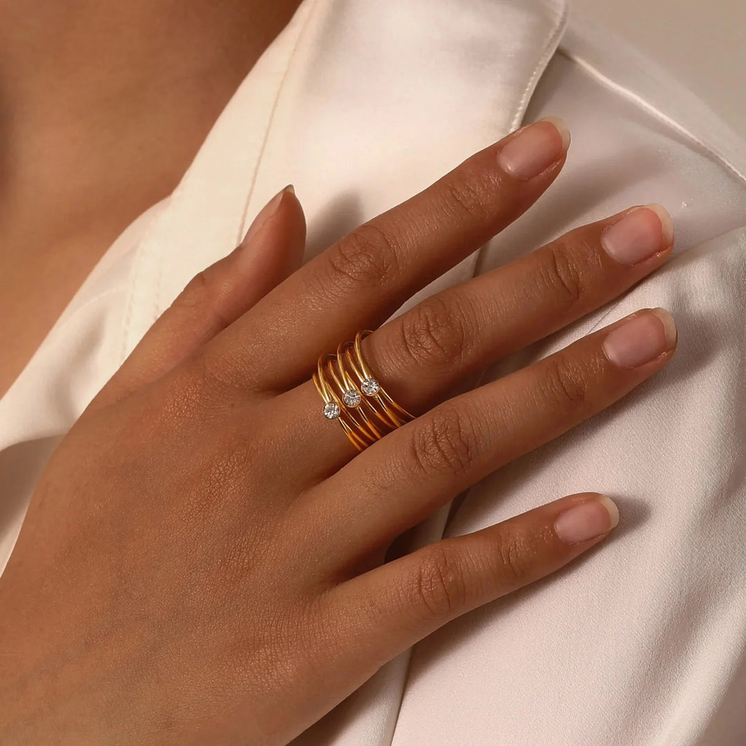 Skanto | 18k Multi Laget Triple Diamant Ringer