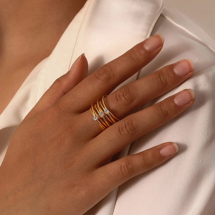 Skanto | 18k Multi Laget Triple Diamant Ringer