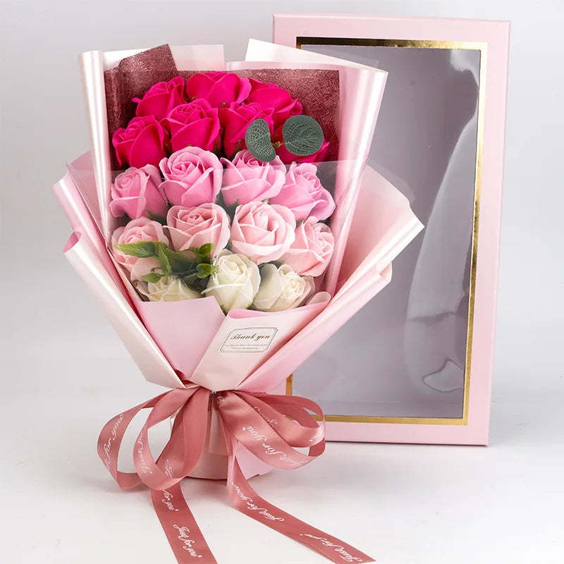 Skanto | Romantisk Såpe Rose Bukett Gave til Valentinsdagen