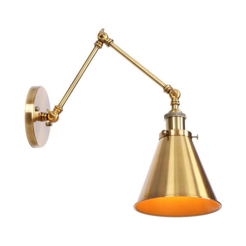 Skanto | Jern Messing Vegglys Med Skjell/Horn/Kjegle Enkelt 6"/8" Bredde Antikk Vegglampe Med Svingarm
