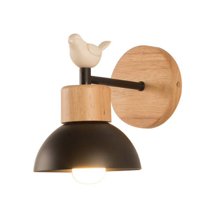 Skanto | NordicDome - Metall og Tre Vegglampe med Fugl til Barnerommet