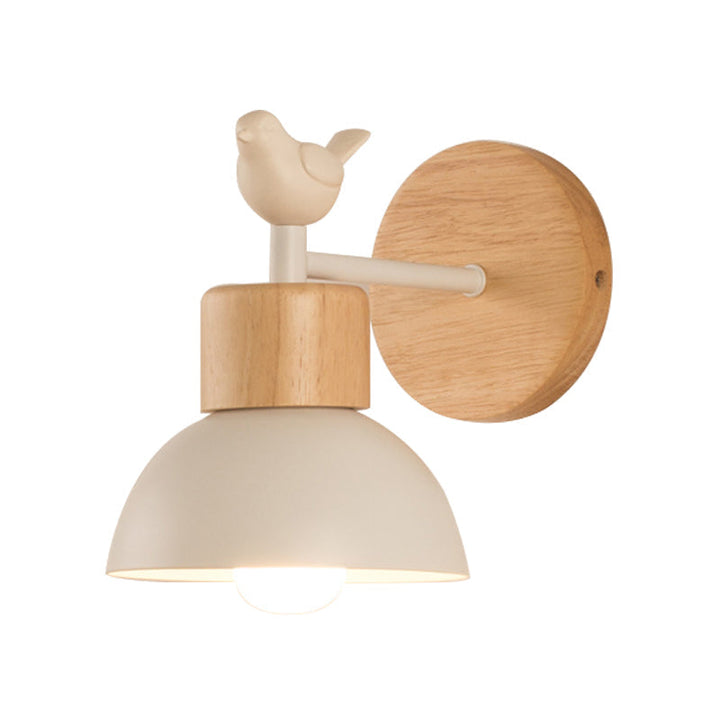 Skanto | NordicDome - Metall og Tre Vegglampe med Fugl til Barnerommet