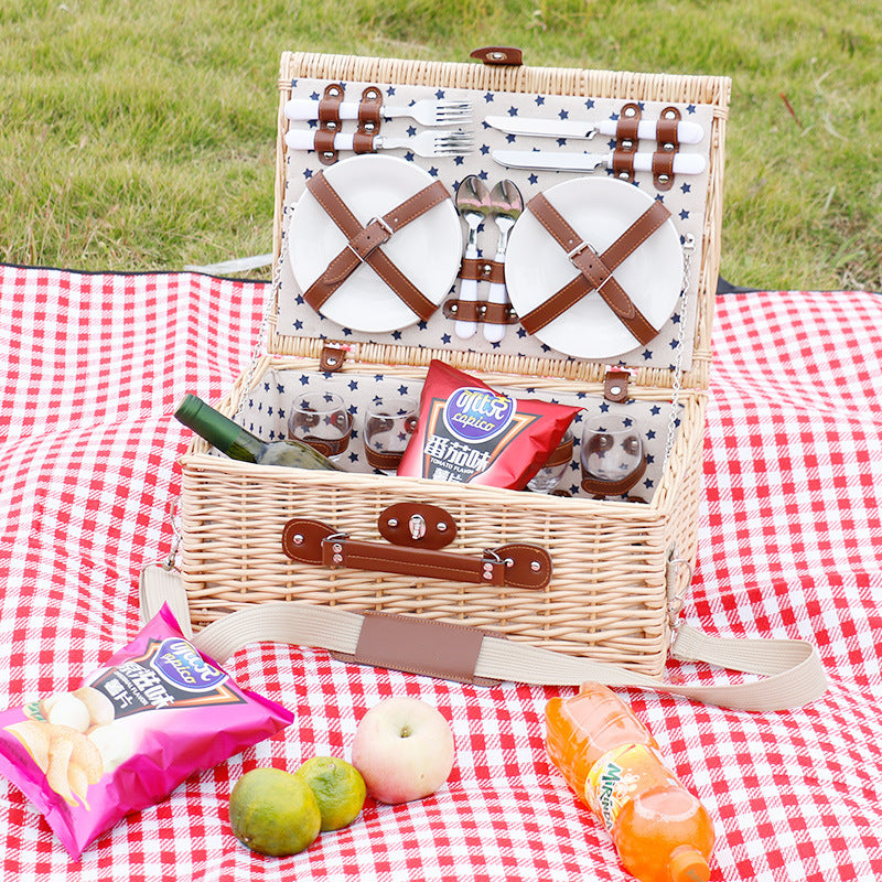 Kvinnenes allsidige picknickkurv med integrert servisesett og isolert kjølebag Skanto